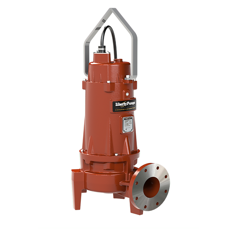 Liberty LSV304-3, LSV300 Series, Manual Submersible Sewage Pump, 3 HP, 460 Volts, 3 Phase, 6 Amps, 4" Horizontal Flanged Discharge, Vortex Impeller, 375 GPM Max, 32 ft Max Head, 35 ft Cord