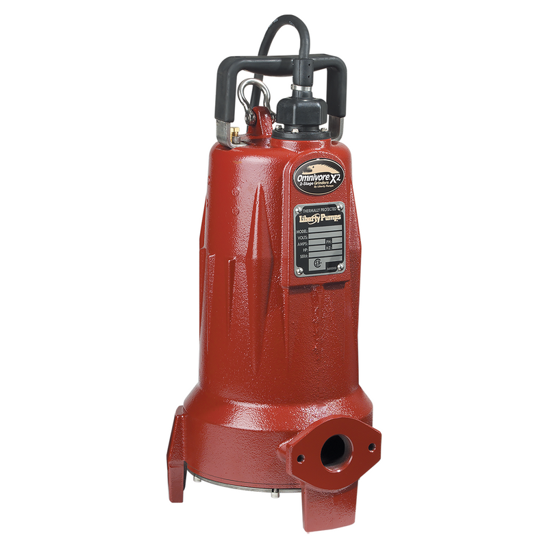 Liberty LSGX204M, Omnivore Grinder Pump, Two-stage High-head, LSGX Series, 2 HP, 440-480 Volts, 3 Phase, 1-1/4" Horizontal Discharge, 38 GPM Max, 185 ft Max Head, 25 ft Cord, Manual