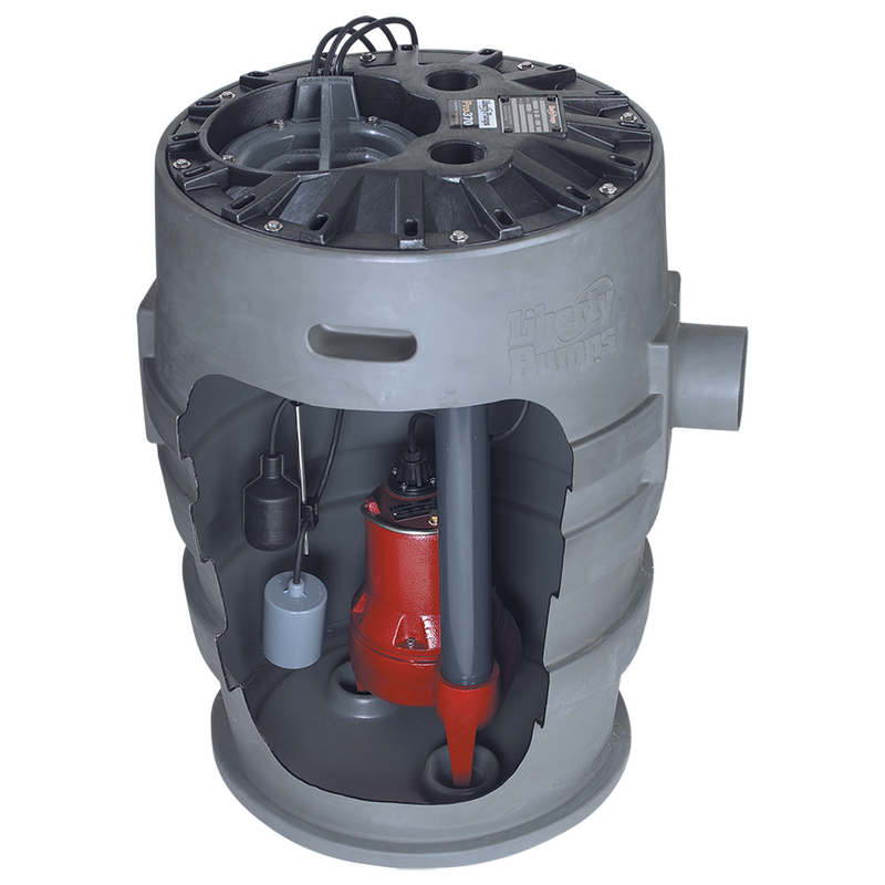 Liberty P373LE41, Simplex Sewage Package With LE41M Pump, QuickTree Float Kit, (21" x 30") Basin, 4/10 HP, 115v, 1 Phase, 3" Discharge