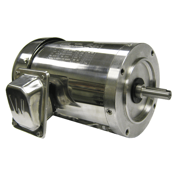 Washdown Duty Motor, 0.33 HP, 1800 RPM, 230/460V, 56C Frame, C-Face Round Body, TENV Enclosure