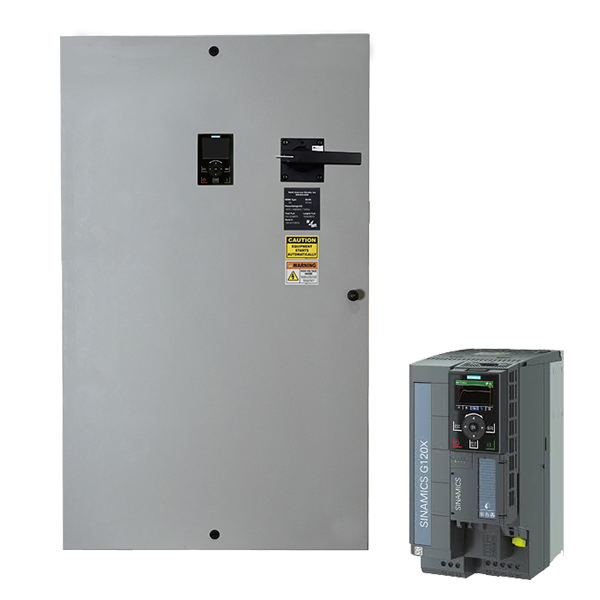 WCD Configured NEMA 12 Panel, Siemens G120X, 480V, 75 HP, 96 Amps CT, 100 HP, 124 Amps VT