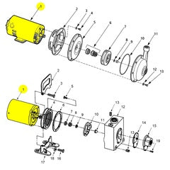 AMT Pump Repair Part 1.50HP 115/230V ODP 56J Jet Motor (1626-012-00)