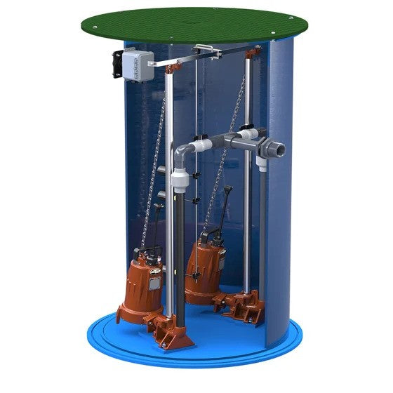 Liberty D3648LSGX204, 3600 Series, Duplex Grinder Basin Package, With LSGX204M Pump, Float Switch, Control Panel, 2 HP, 440/480v, 3 Phase, 2" Discharge, (36" x 48") Basin