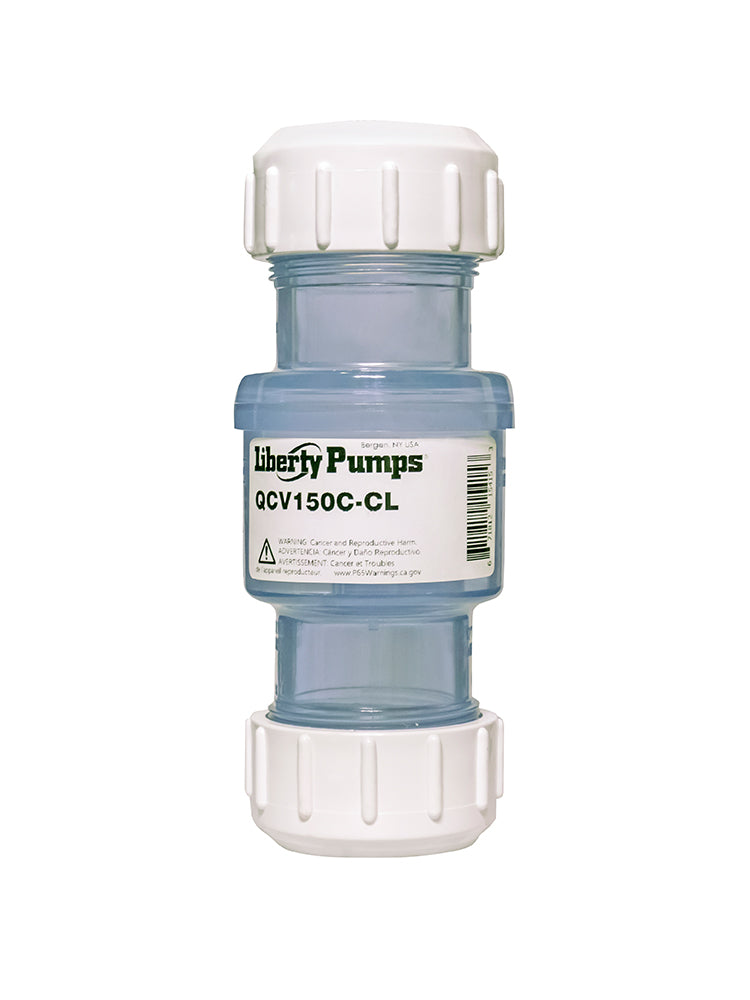 Liberty Check Valve Clear PVC 1-1/2" Connection (QCV150C-CL)