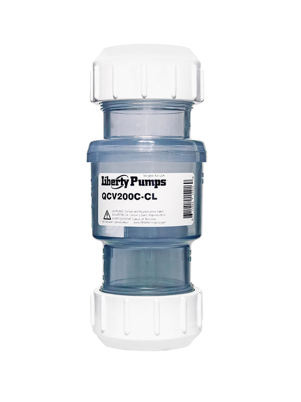 Liberty QCV200C-CL, Clear Quiet Check Valve, Heavy-duty clear PVC, 2" Connection