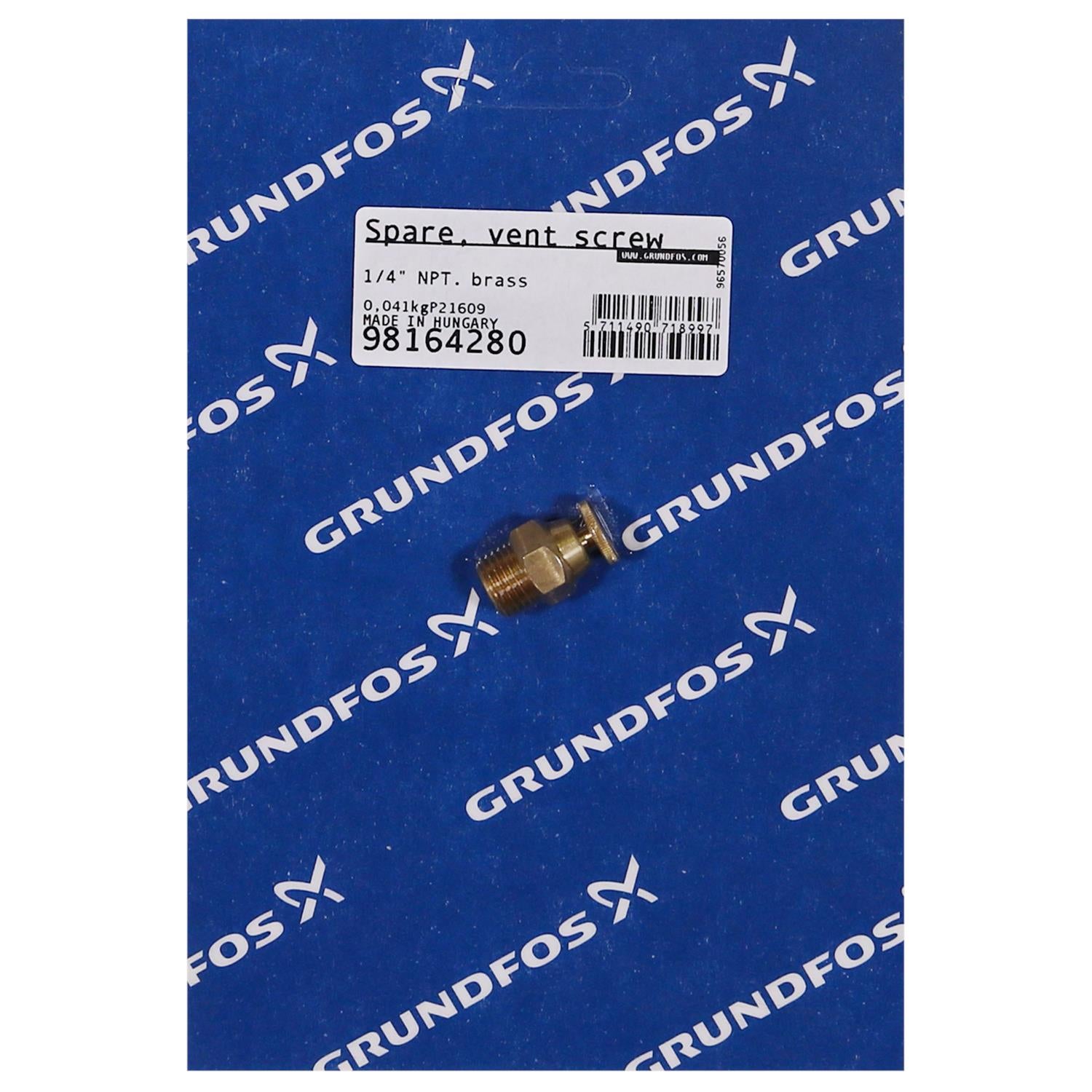 Grundfos 98164280 - Spare vent Screw 1/4" NPT. brass | Vertical | Multistage | Centrifugal