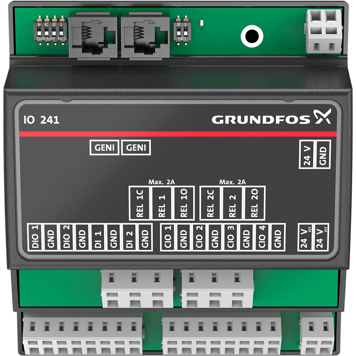Grundfos 99332827 | IO 241 Input‑Output Module | DIN‑Rail Mount | Extra I/O Signals | Control Panel Use