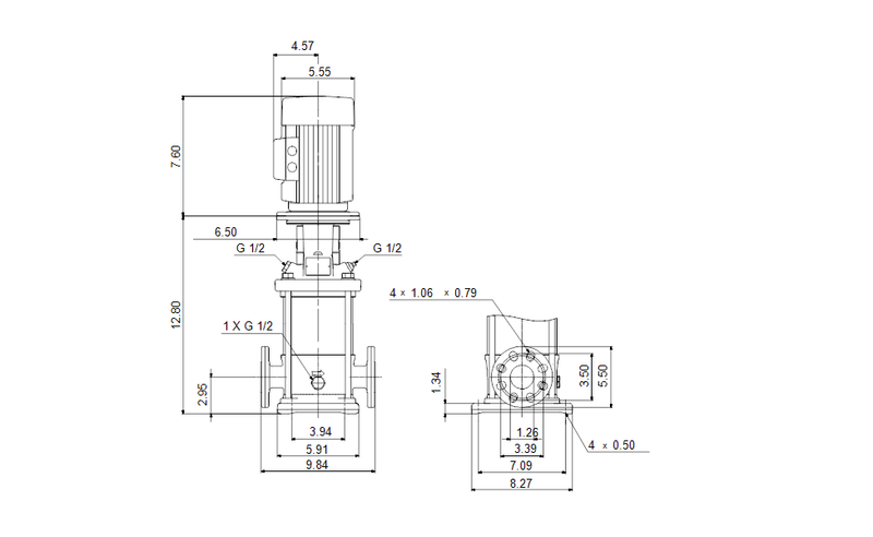 Grundfos 96081785 - CRN 1S-4 A-FGJ-A-E-HQQE | Multistage | Centrifugal | Vertical | Inline