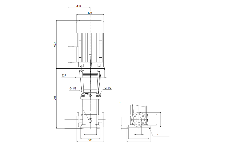 Grundfos 91129154 - CR 64-5-2 A-G-A-V-HQQV | Multistage | Centrifugal | Vertical | Inline