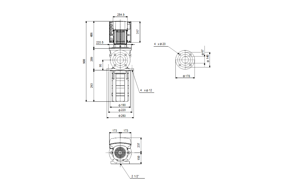 Grundfos 99077602 - MTRE 32-3/3 A-G-A-HUUV | Multistage | Immersible | SelfPriming | Centrifugal | Vertical Installation | Vertical