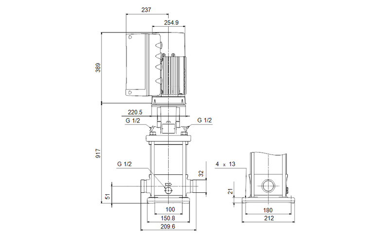 Grundfos 92794177 - CRNE 5-24 N-P-A-E-HQQE | Vertical | Multistage | Inline | Stainless Steel
