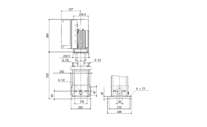 Grundfos 99392130 - CRIE 15-4 N-CA-A-E-HQQE | Multistage | Centrifugal | Vertical | Inline