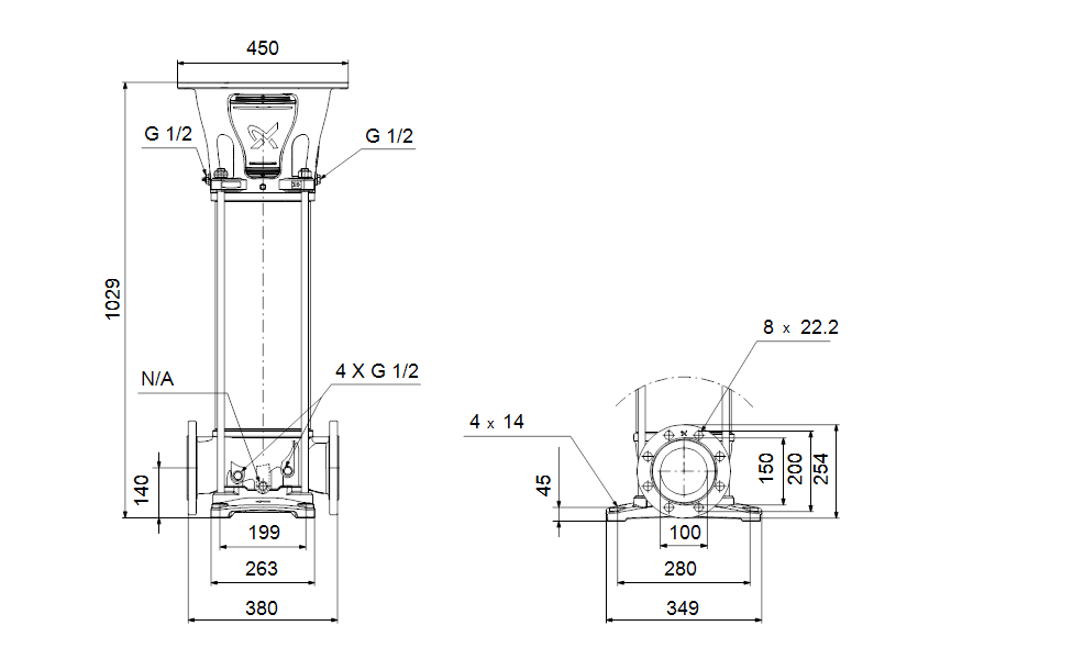 Grundfos 92835249 - CRN 95-4-2 6-G-A-E-HQQE | Vertical | Multistage | Centrifugal