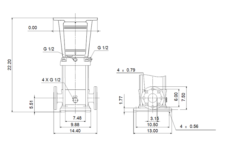 Grundfos 96415843 - CRN 45-1 A-G-A-E-HQQE | Multistage | Centrifugal | Vertical | Inline