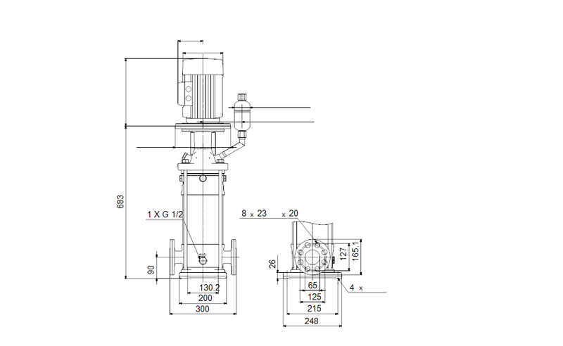 Grundfos 98895930 - CRI 10-8 FK-FGJ-A-F-HUBE | Multistage | Centrifugal | Vertical | Inline