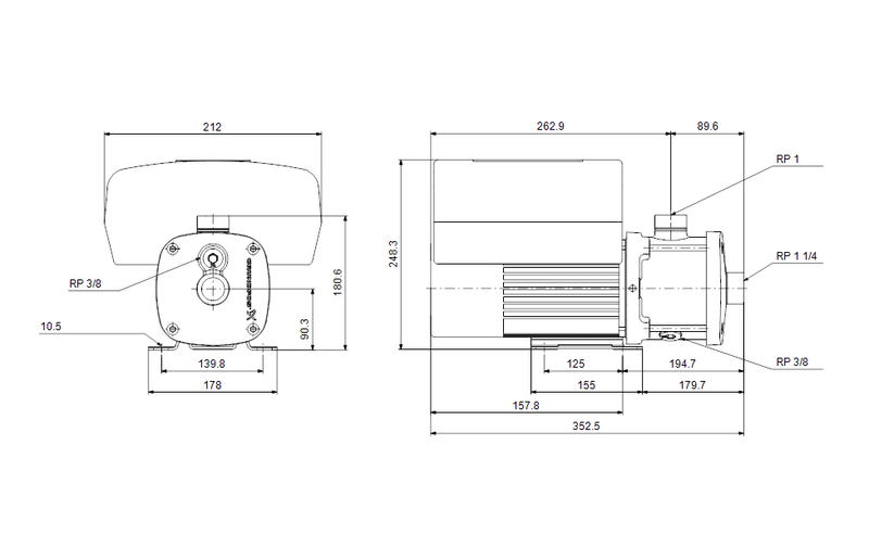 Grundfos 98395326 - CME 5-4 A-R-I-E-AQQE U-A-D-N | Horizontal | End Suction | Centrifugal
