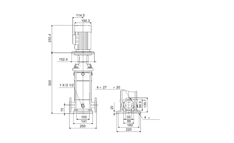 Grundfos 92643590 - CRI 1-8 A-FGJ-A-E-PQQE | Vertical | Multistage | Centrifugal