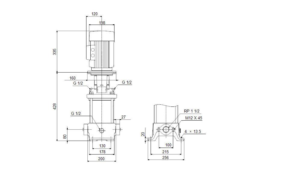 Grundfos 98331891 - CR 10-4 A-A-A-E-HQQE | Multistage | Centrifugal | Vertical | Inline