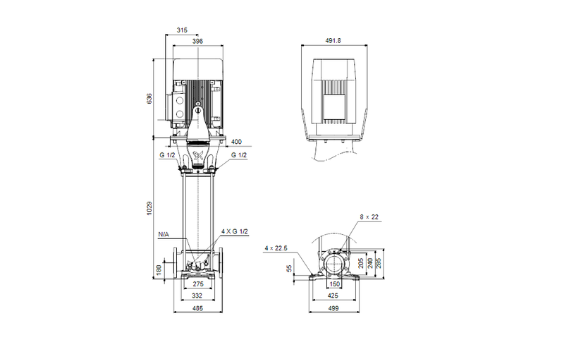 Grundfos 99142646 - CRN 125-3 A-F-A-E-HQQE | Vertical | Multistage | Centrifugal