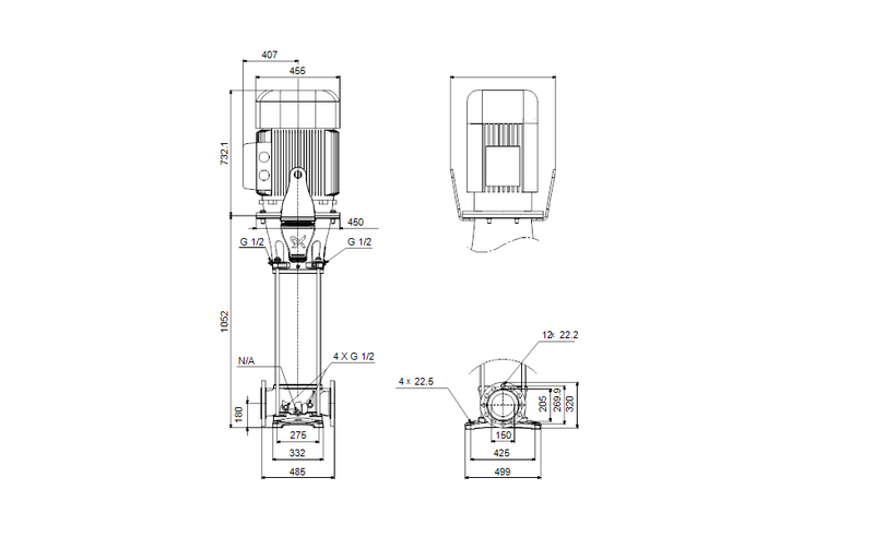 Grundfos 92584785 - CRN 125-3 I-G-A-E-HQQE | Vertical | Multistage | Centrifugal