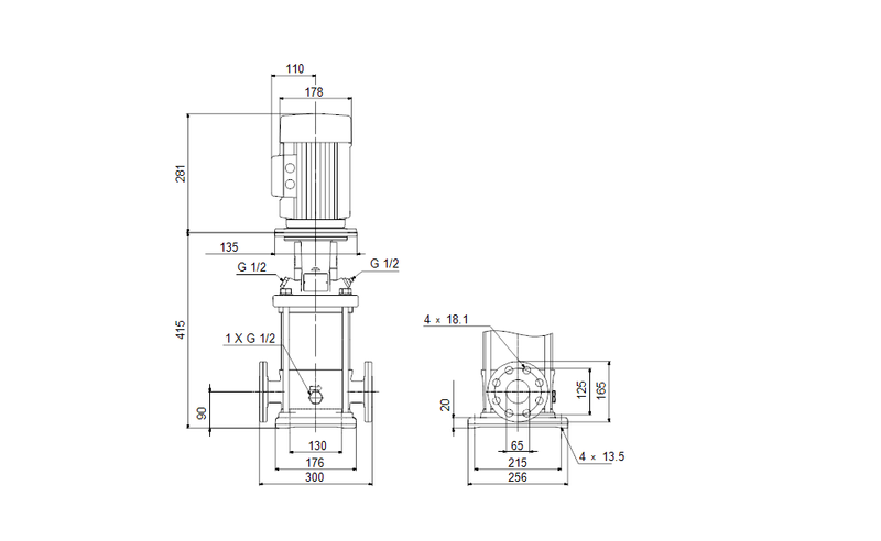 Grundfos 98414183 - CR 15-1 A-F-A-E-HQQE | Multistage | Centrifugal | Vertical | Inline