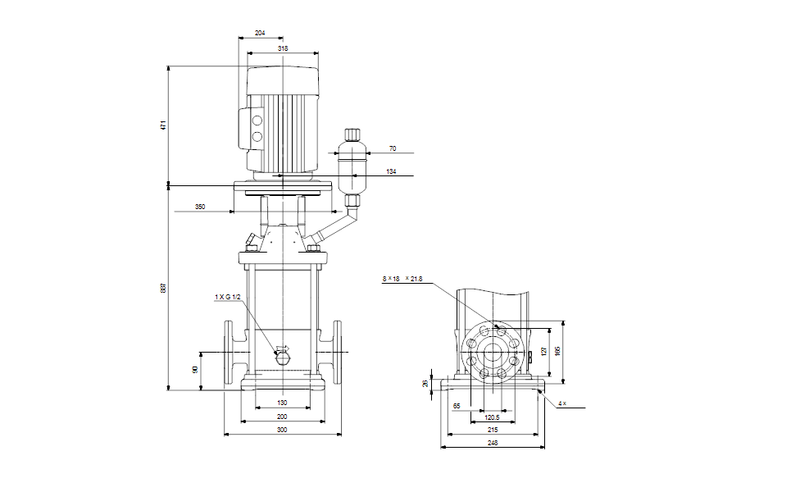 Grundfos 92941096 - CRN 15-8 FK-FGJ-T-F-HQQE | Vertical | Multistage | Centrifugal