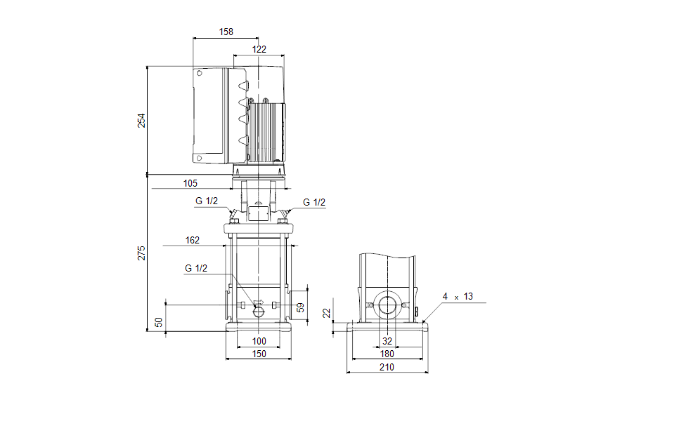 Grundfos 98389471 - CRNE 1-4 A-CA-A-E-HQQE | Multistage | Centrifugal | Vertical | Inline