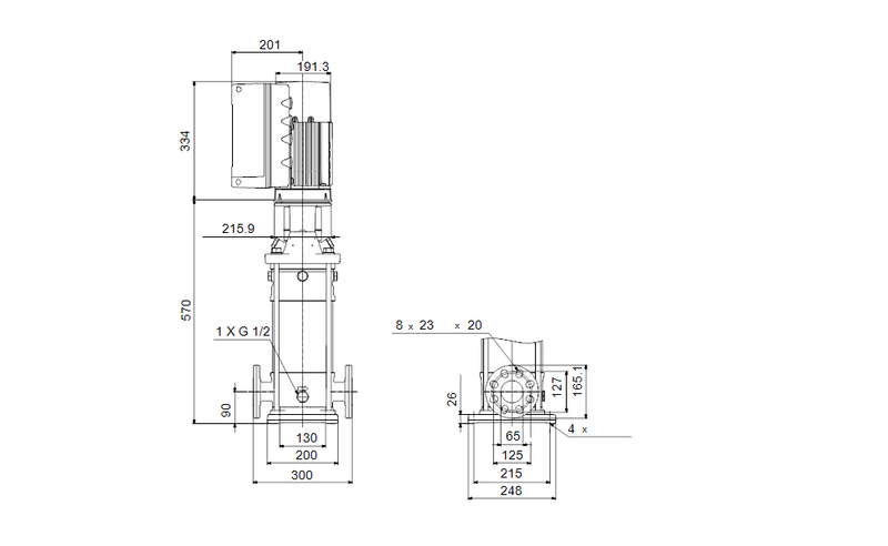 Grundfos 92539338 - CRNE 15-3 P-FGJ-A-V-OQQK | Multistage | Centrifugal | Vertical | Inline