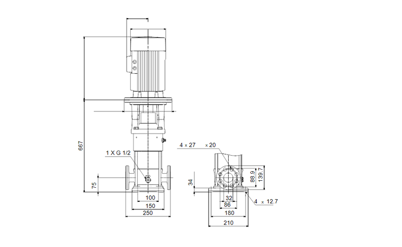 Grundfos 92523996 - CRN 3-17 M-FGJ-A-V | Multistage | Centrifugal | Vertical | Inline
