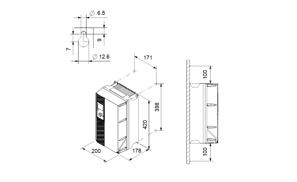 Grundfos 99619037 - CUE 3X380-500V IP66 1,1KW DC | Pump Controller | Frequency Converter | Wall Mounted