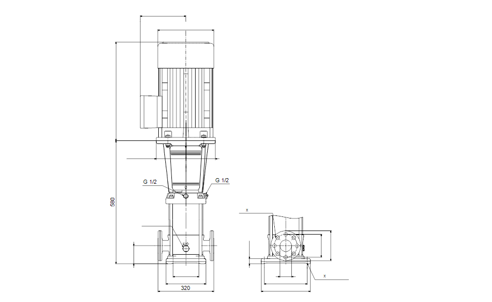 Grundfos 98673928 - CRN 32-2-1 A-F-A-E-HQQE | Multistage | Centrifugal | Vertical | Inline
