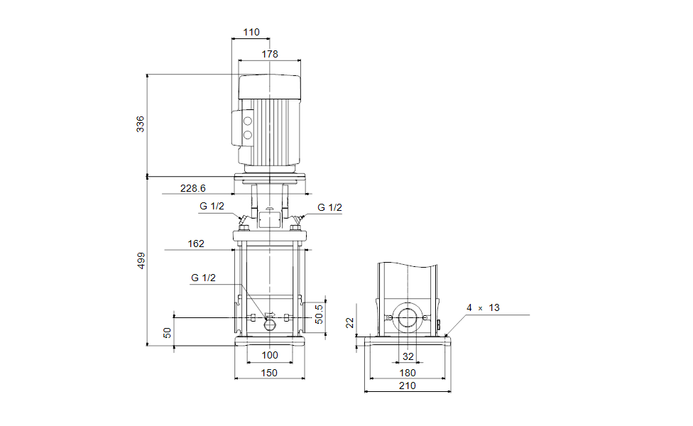 Grundfos 96982881 - CRN 5-9 A-CX-A-E-HQQE | Multistage | Centrifugal | Vertical | Inline