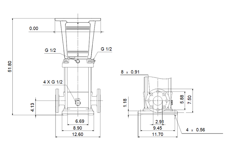 Grundfos 97506508 - CRN 32-11-2 A-G-A-V-HQQV | Multistage | Centrifugal | Vertical | Inline