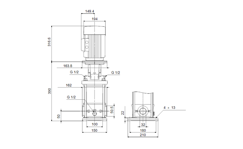 Grundfos 92580078 - CRN 5-6 A-CX-A-E-HQQE | Vertical | Multistage | Centrifugal