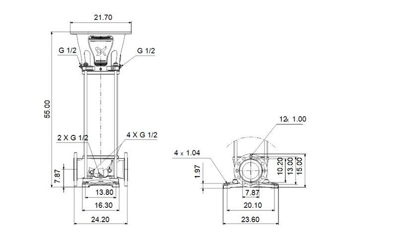 Grundfos 99971237 - CRN 185-5-4 A-G-A-E-HQQE | Multistage | Centrifugal | Vertical | Inline