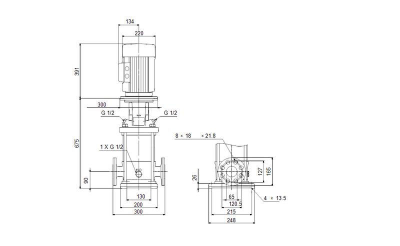 Grundfos 98161601 - CRN 15-7 A-FGJ-A-E-HQQE | Multistage | Centrifugal | Vertical | Inline
