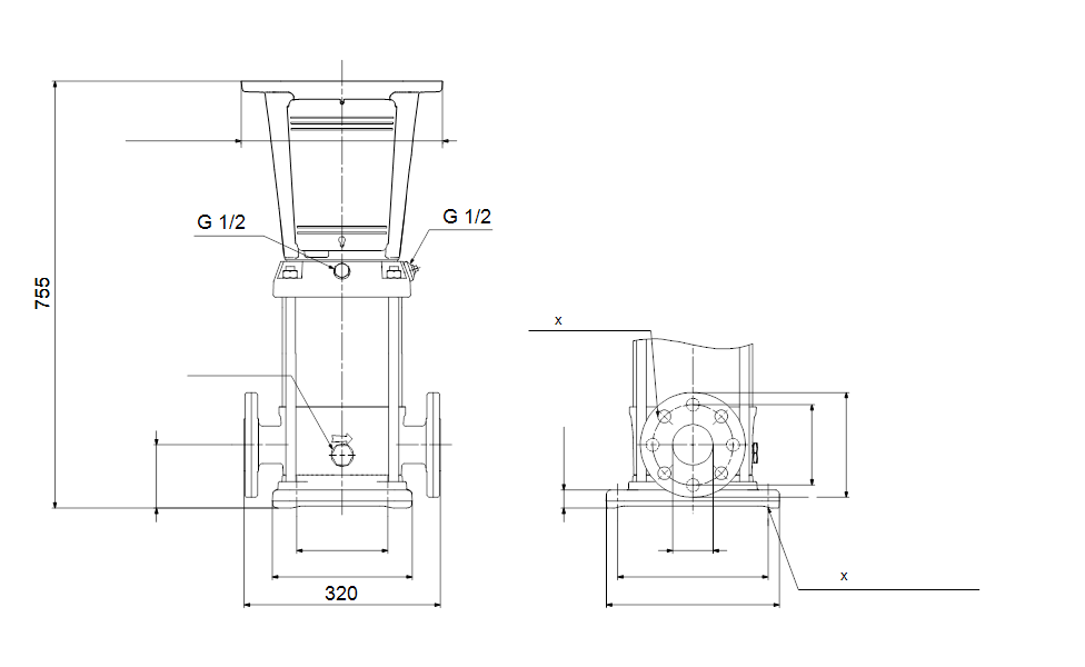 Grundfos 96603633 - CRN 32-3 A-F-A-E-HQQE | Multistage | Centrifugal | Vertical | Inline