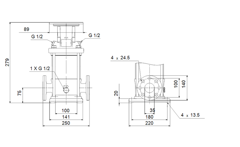 Grundfos 98315409 - CR 1S-3 A-FGJ-A-E-HQQE | Multistage | Centrifugal | Vertical | Inline
