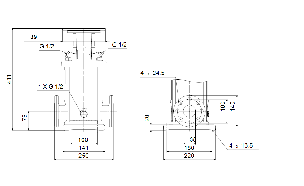 Grundfos 96541872 - CR 1-10 A-FGJ-A-V-HQQV | Vertical | Multistage | Centrifugal