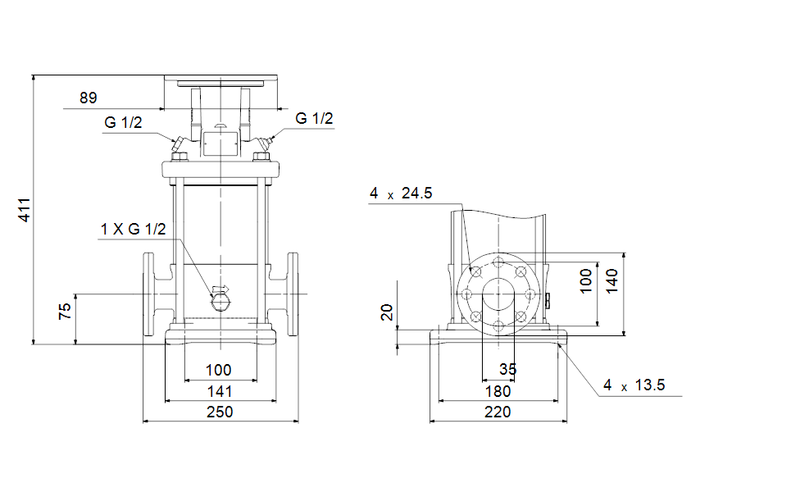 Grundfos 96541872 - CR 1-10 A-FGJ-A-V-HQQV | Vertical | Multistage | Centrifugal