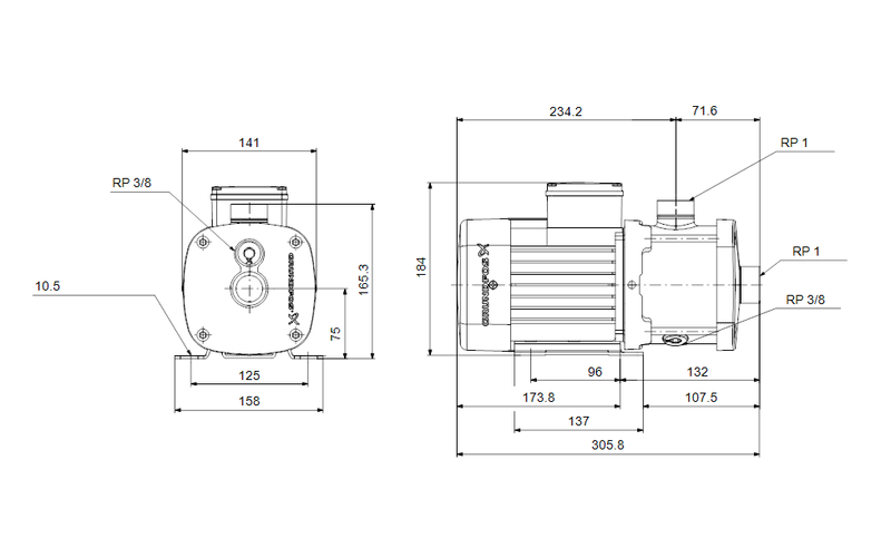 Grundfos 97759299 - CM 1-2 A-R-I-V-AQQV E1-A-A-N | Multistage | Centrifugal | Horizontal