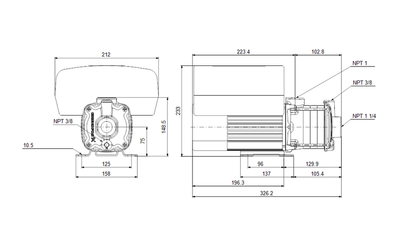 Grundfos 98395100 - CME 5-3 A-S-A-E-AVBE U-A-D-N | Horizontal | End Suction | Centrifugal