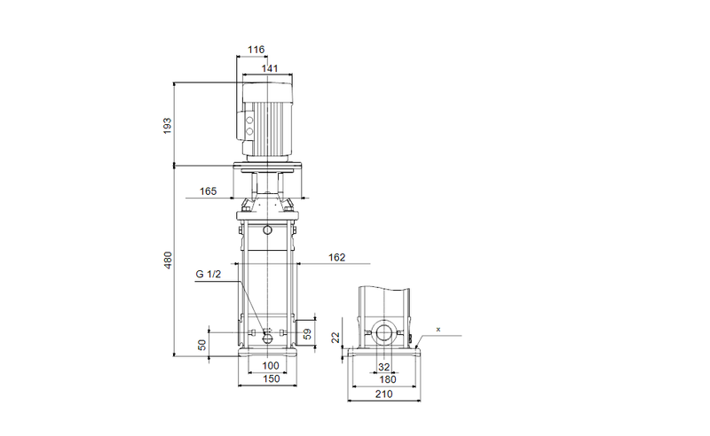 Grundfos 99070507 - CRI 1-8 A-CA-A-V-PQQV | Multistage | Centrifugal | Vertical | Inline