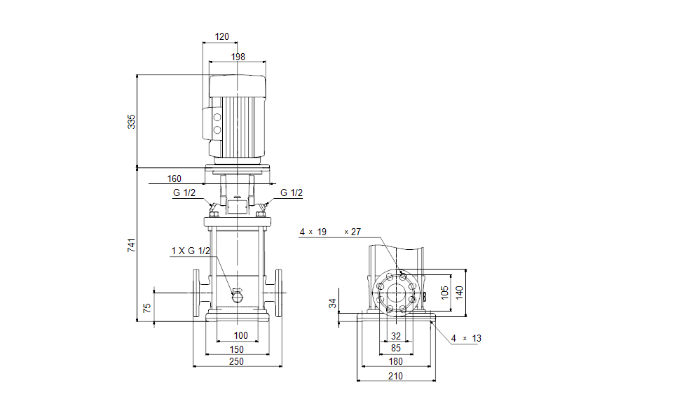 Grundfos 98161192 - CRI 5-18 A-FGJ-A-E-HQQE | Multistage | Centrifugal | Vertical | Inline