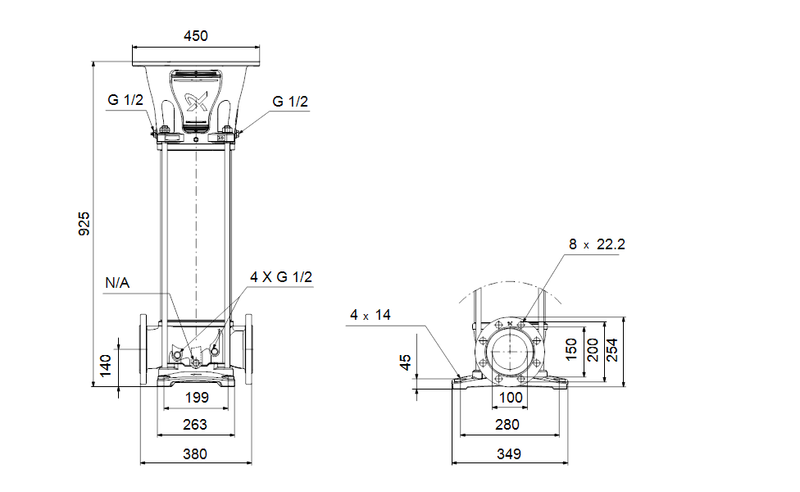 Grundfos 92553590 - CR 95-3 6-G-A-E-HUBE | Vertical | Multistage | Centrifugal