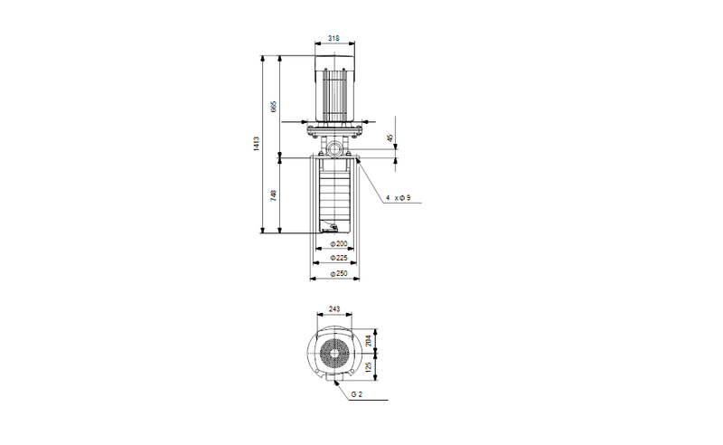 Grundfos 98472847 - MTR 10-22/18 A-W-A-HUUV | Multistage | Immersible | SelfPriming | Centrifugal | Vertical Installation | Vertical