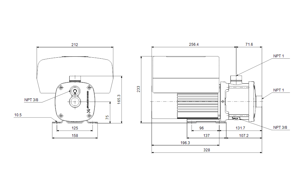 Grundfos 98394795 - CME 1-3 A-S-G-E-AVBE U-A-D-N | Multistage | Centrifugal | Horizontal