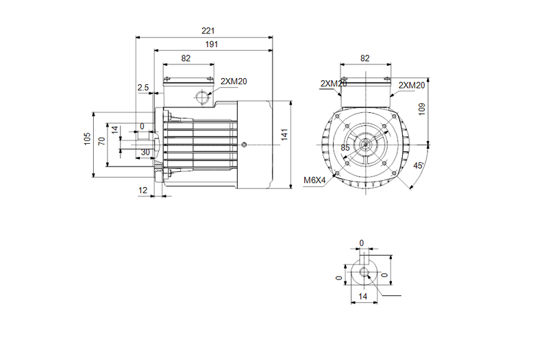 Grundfos 85185103 | Three‑Phase Motor | MG71B Frame | 0.55 kW | B14 Mount