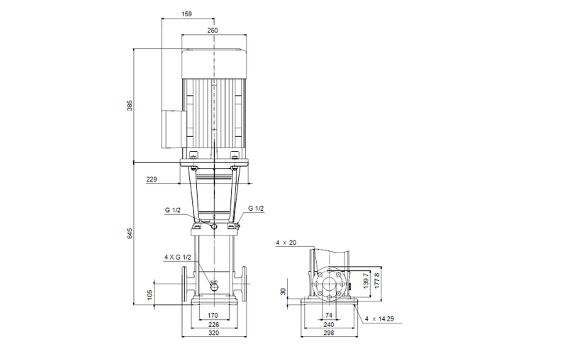 Grundfos 98365432 - CRN 32-3-2 A-G-N-E-HQQE | Multistage | Centrifugal | Vertical | Inline