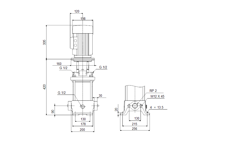 Grundfos 99277070 - CR 15-2 A-A-A-E-HQQE | Multistage | Centrifugal | Vertical | Inline